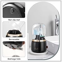 Vista 4 de EXIN DECHEN Soportes para cepillos de dientes con cubierta para baños, rotación de 360° con 7 ranuras de drenaje de agua para colocar cepillos