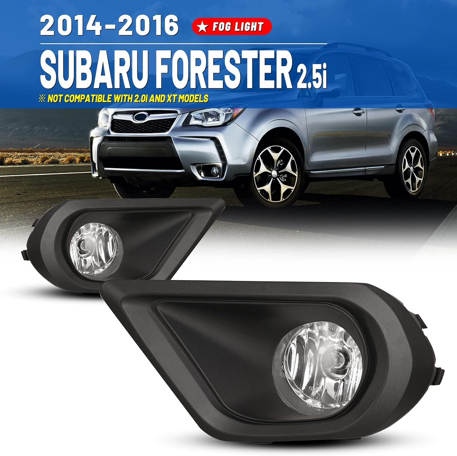 Fog Lights compatible for 2014 2015 2016 Subaru Forester 2.5i Driver Passenger Replacement Lamps Assembly