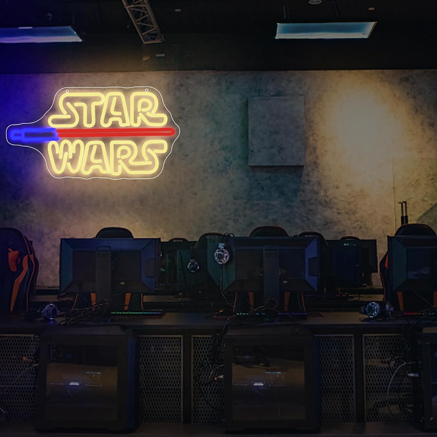 Wars Neon Sign for Wall Decor Lightsaber Gaming LED Light Sign Movie Decor Game Signs for Man Cave Game Room Bar Gamer Decoration for Boys Bedroom Party Gifts for Men Teen Fans Size 16.5*8.6 in(XD107)