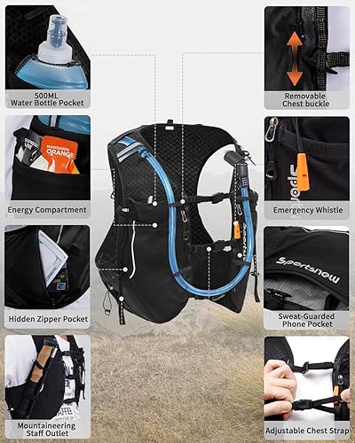 Miniatura 3 de Sportsnew Chaleco para correr para mujeres y hombres, mochila ligera de hidratación de 10 litros con bolsillo impermeable para teléfono, paquete de