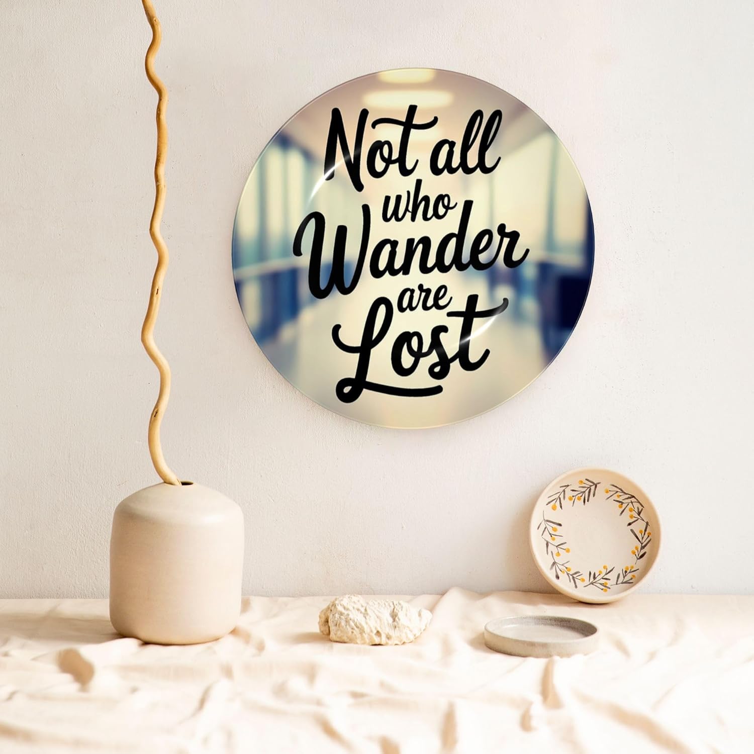 Decorative Plate Ceramic Plate for Wall Hanging 10in Accent Plate for Office Living Room Hallway Table Decor - Not All Those Who Wander Are Lost