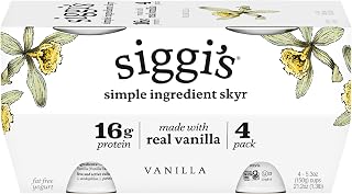 Siggi's Icelandic Nonfat Vanilla Yogurt 4-Pack, 21.2oz - 15g Protein, Low Sugar Skyr Multipack