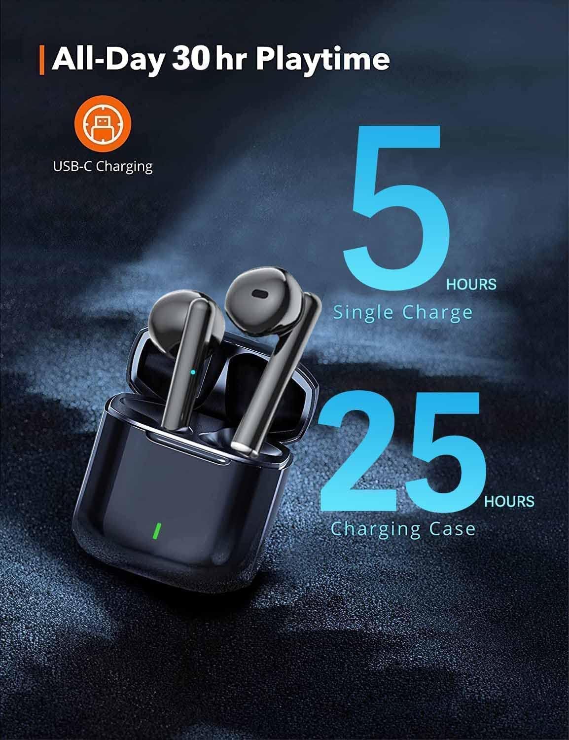 Wireless Earbuds,Bluetooth Earbuds IPX5 Waterproof Wireless Bluetooth with Microphone Charging Case 30H Playtime,Pop-ups Auto Pairing Hi-Fi Stereo Sound Headset,for iOS/Android