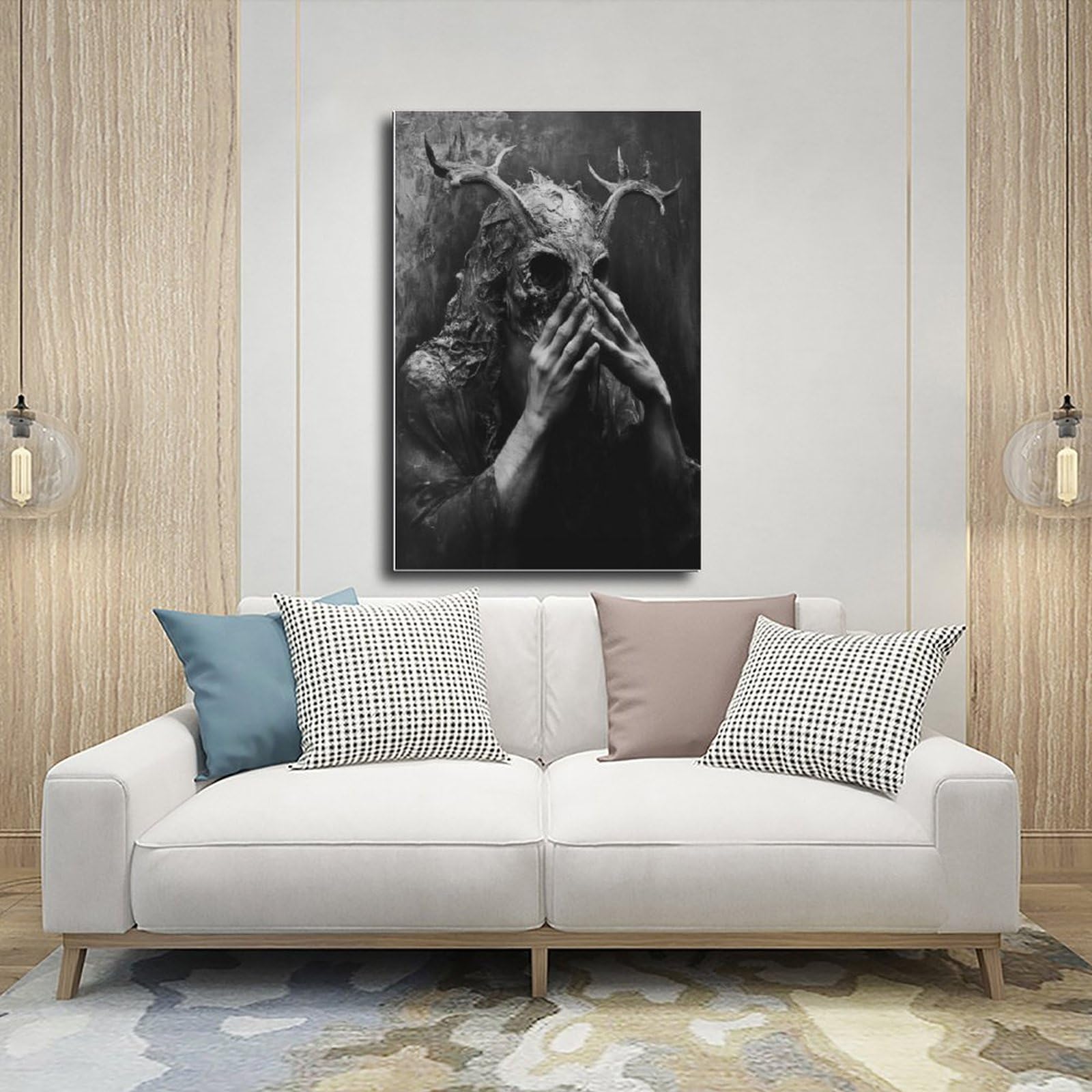WJWART Haunting - Póster de lienzo de terror para decoración de dormitorio, decoración de paisaje, regalo de 60 x 90 cm
