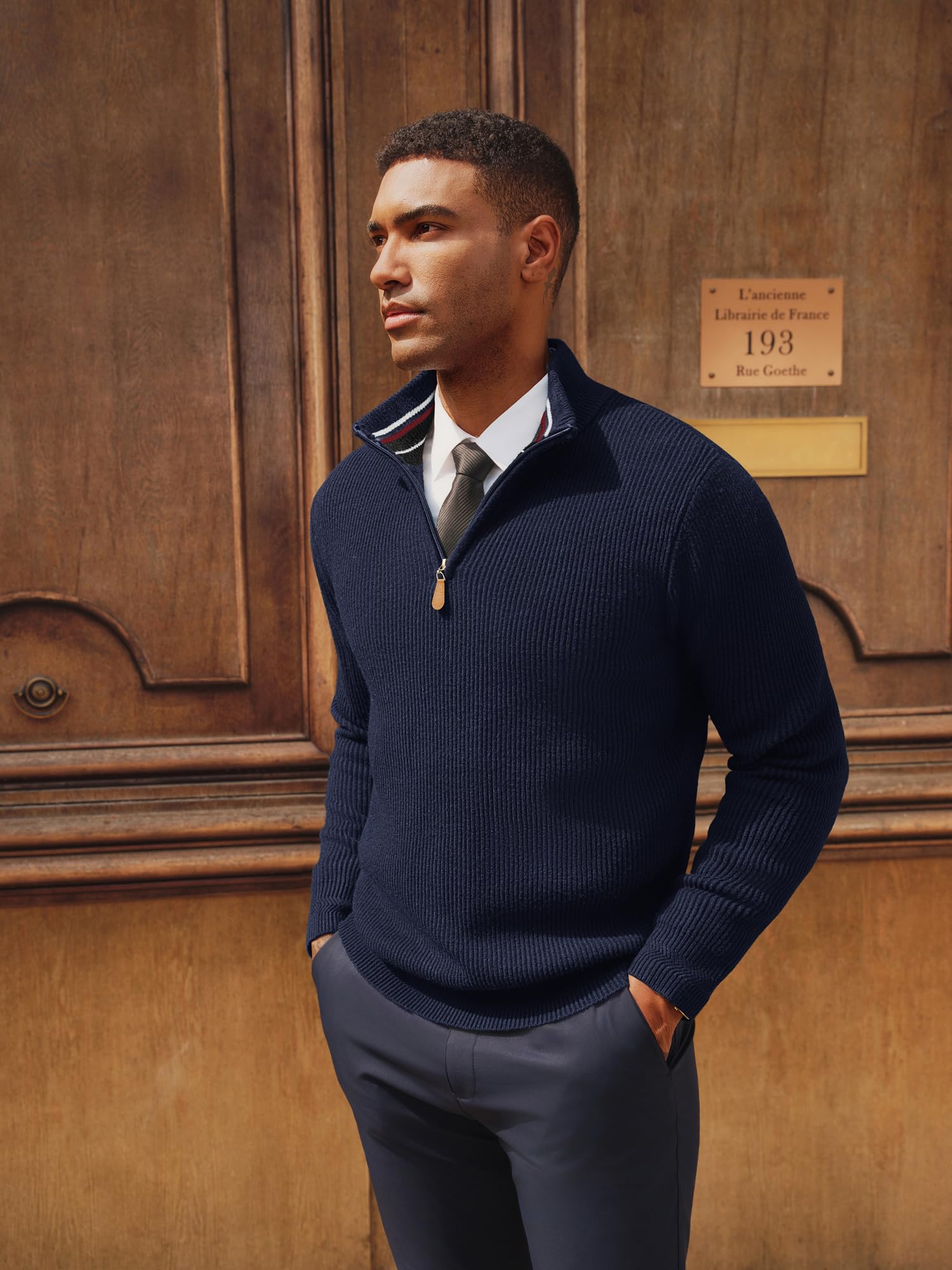 PJ PAUL JONES Pullover da uomo con cerniera a un quarto maglione casual slim fit lavorato a maglia | Colletto alto, mezza cerniera, maglione da lavoro, caldo a maniche lunghe