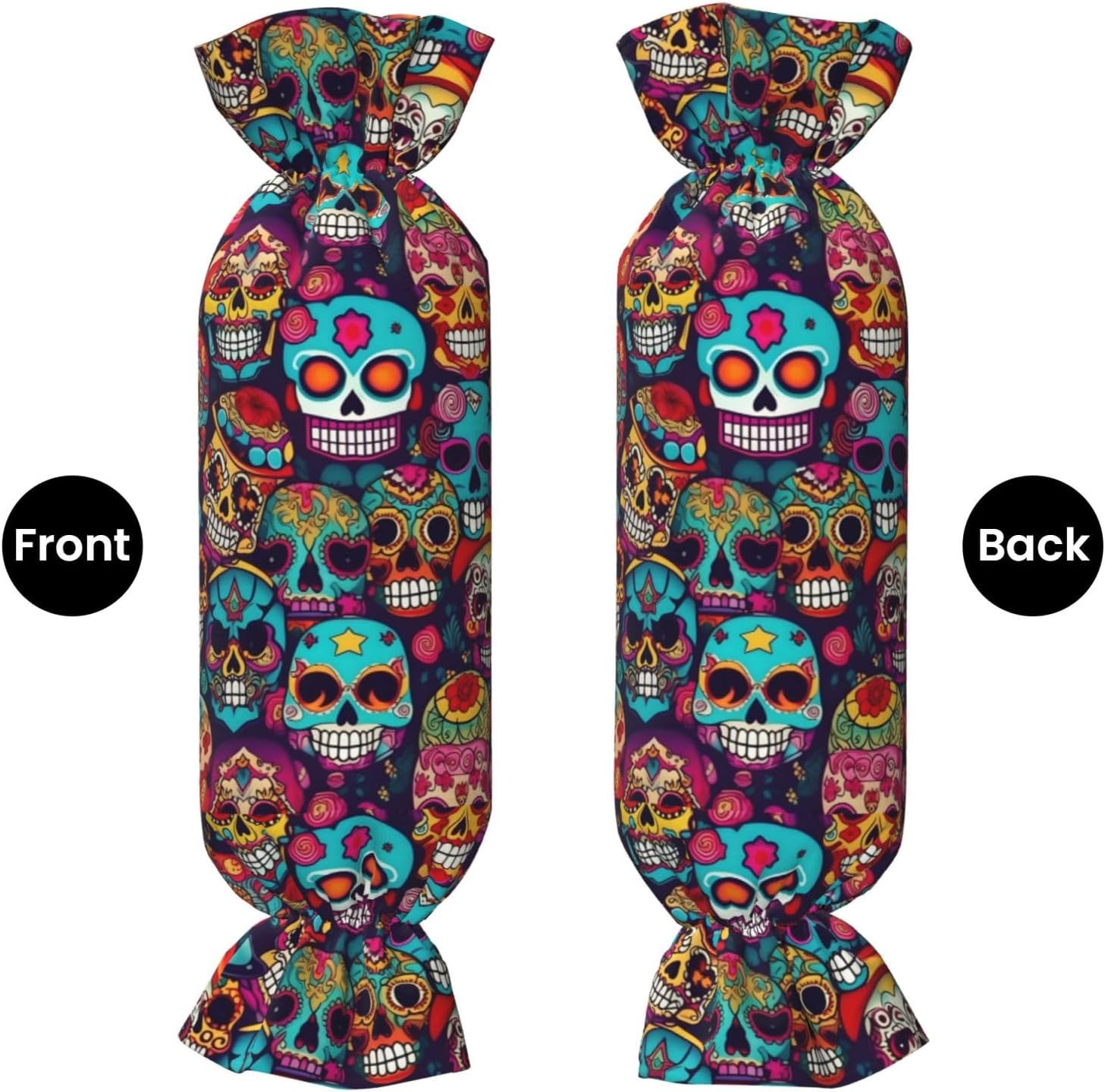 Sugar Skulls Print Candy Cylindrical Eco-Friendly Pillow Soft Velvet Living Room Bedroom Travel Decor