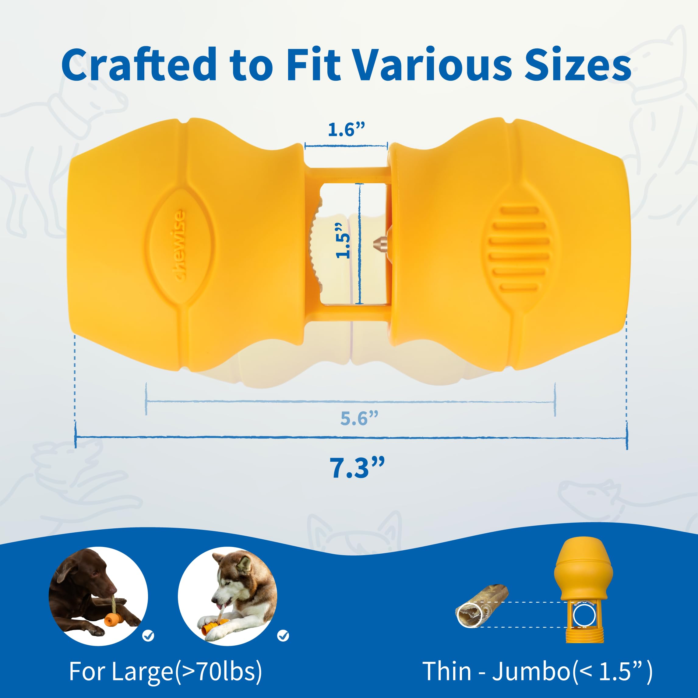 PetClan Chewise Soporte para Palitos Naturales de Toro para Perros, Uso rudo, diseño para prevenir el atragantamiento, Juguete para Mascotas Libre de BPA, Compatible con Varios tamaños y Razas