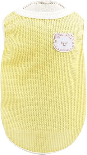 Miniatura 12 de SMALLLEE_LUCKY_STORE Linda camiseta de punto gofre con oso para cachorros, para perros pequeños y medianos, gatos, niños y niñas, camiseta elástica