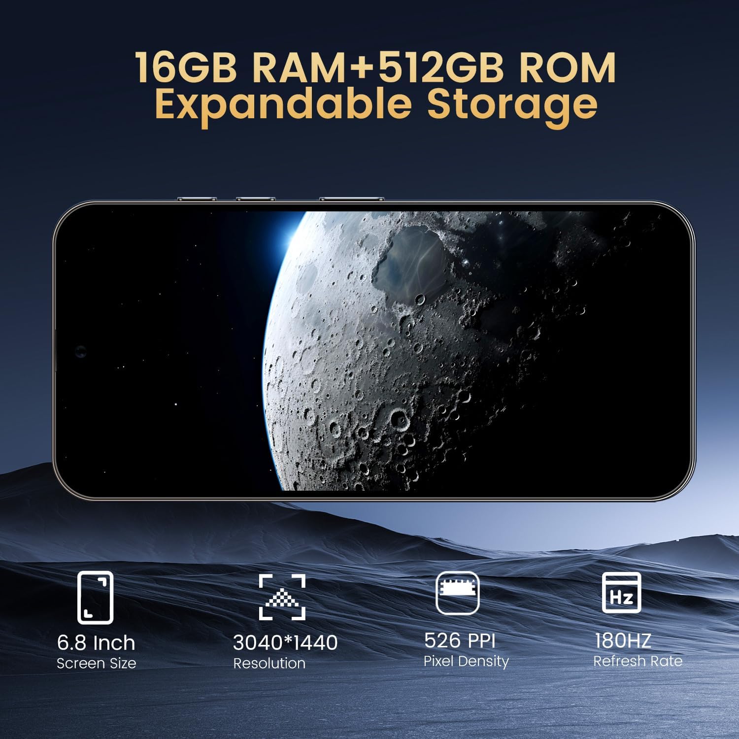 Unlocked Android Phone A15 PROMAX Android 14 Cell Phone with Dynamic Island 16GB+512GB 6800mAh,HD Screen 48MP+108MP Camera Cell Phone with 5G Dual SIM Smart Phone (Black)