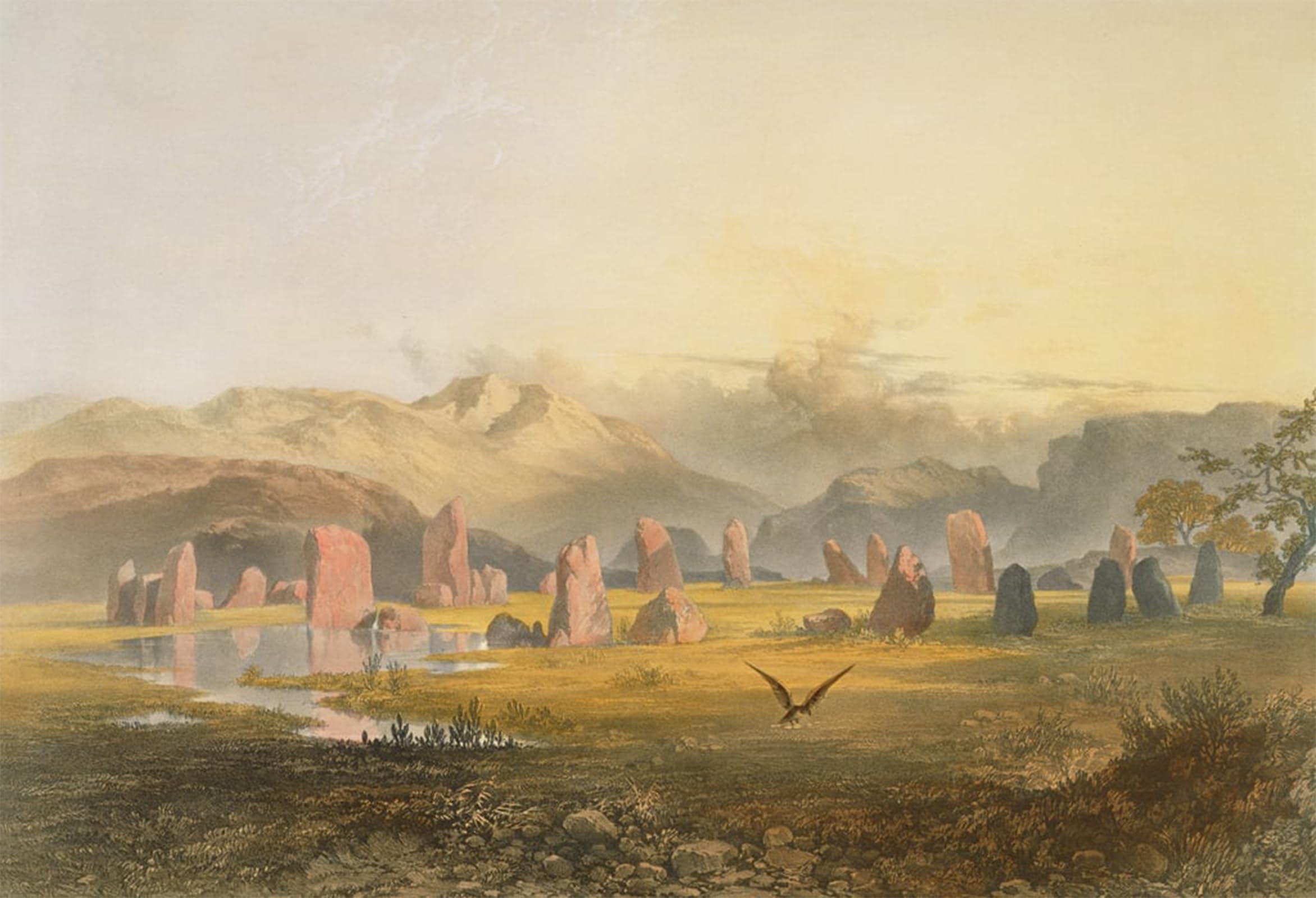 SERENDIPITP Vintage Picture Print on Canvas Wall Art Poster Castlerigg Stone Circle Near Keswick From the English Lake District by Baker Pyne Artwork Print Poster for Wall Decor 60x90cm
