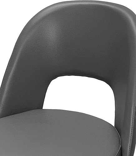 Miniatura 6 de Sunset Trading Mia - Silla de comedor de piel sintética  Patas cónicas plateadas de cromo pulido  Asiento acolchado gris carbón con respaldo abierto