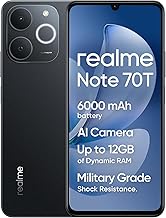 realme Note 70T Smartphone, 4+64GB, 6000mAh Battery, 15W Fast Charge, 6.75 Inch HD 90Hz Display, 18MP Camera, Octa-Core T7250, NEXT AI, IP54, No Charger - Black
