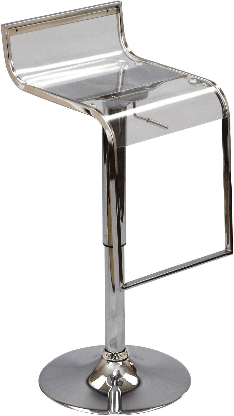 Modway LEM Mid-Century Modern Acrylic Adjustable Swivel Bar Stool in Clear