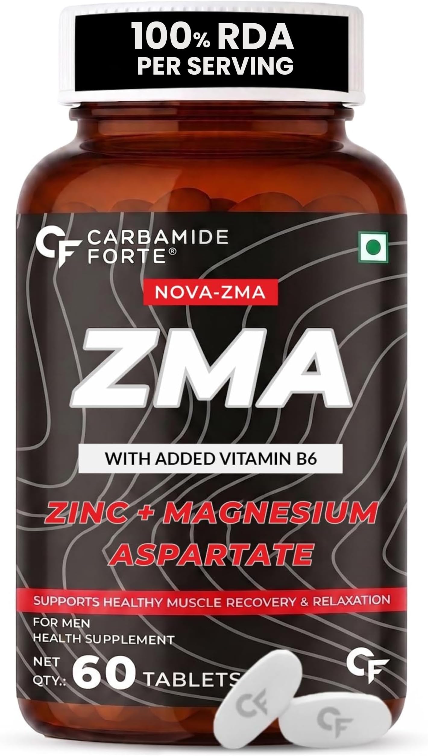 Carbamide Forte ZMA and Zinc Supplement for Men | Zinc and Magnesium Supplements with Vitamin B6 | Zinc tablets May Support Muscle Recovery and Sleep Quality | 60 Tablets