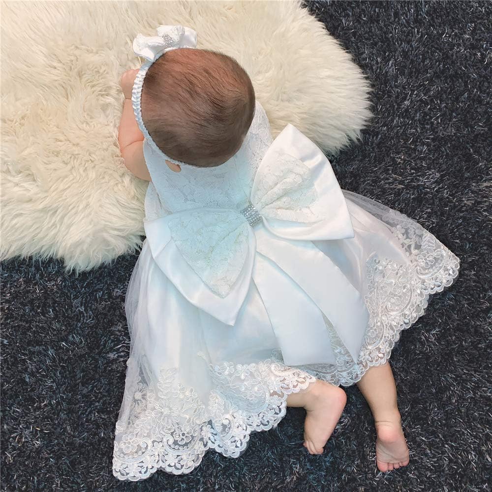 0-6T Toddler Baby Girl Embroidered Tutu Ball Gown Lace Dresses with Headwear - Image 2