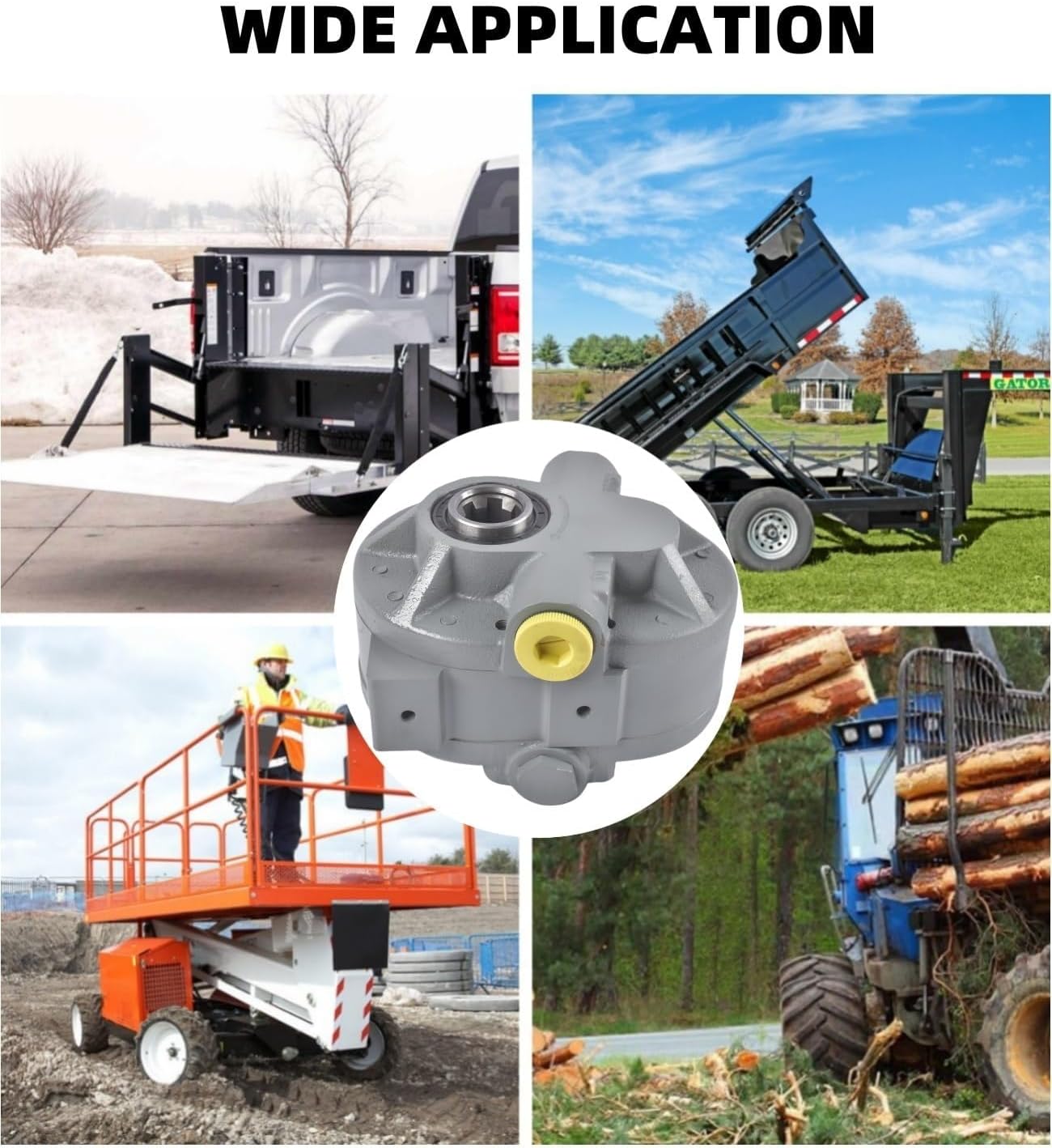 Hydraulic PTO Pump 16.6 GPM 540RPM 2250PSI Hydraulic Power Take Off Pump for Tractors Truck Tailgate Lift Scissor Lift Dump Trailer 125 cc/r SAE 16 Inlet and SAE 12 Outlet Vahaha