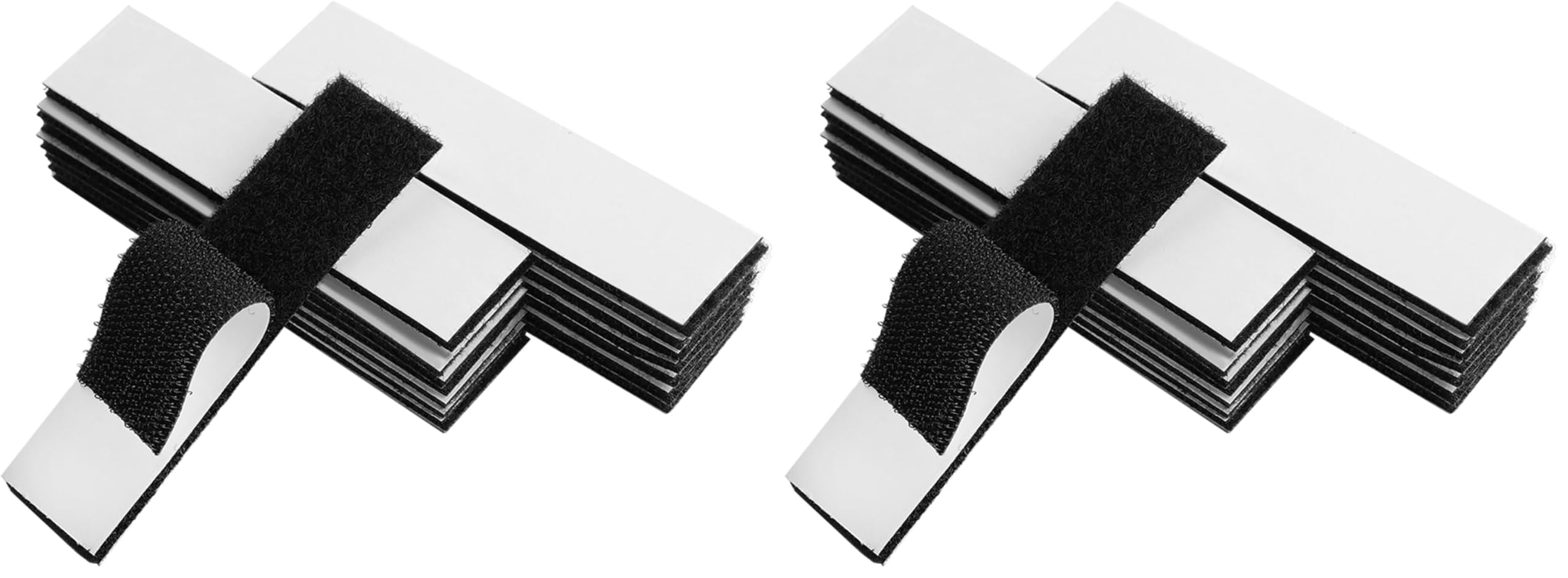 Melsan 1x4 inch Hook and Loop Strips with Adhesive - 15 Sets, Strong Back Adhesive Fasten Mounting Tape for Home or Office Use - Instead of Holes and Screws, Black (Pack of 2)