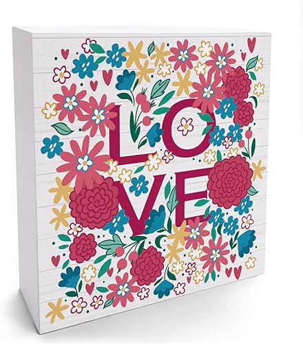 Regalos románticos con flores de amor decoración de escritorio letrero de madera con texto en inglés I Love You regalos para él caja de placa