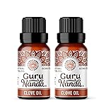 GuruNanda Clove Essential Oil, 100% Pure, Natural and Undiluted Aromatherapy Oil for Massages & DIY Recipes, Massage Support for Muscles & Joints (2X0.5 Fl Oz)