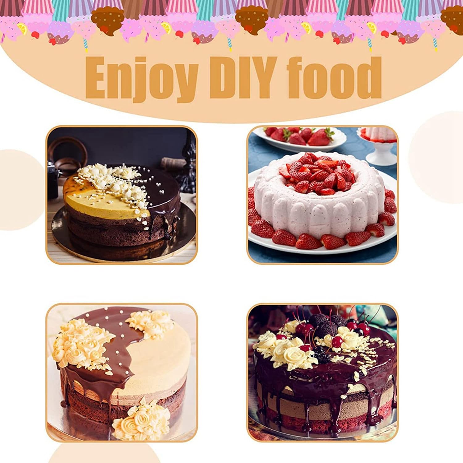 Dessert Rings and Food Rings, Small Ring Set, 16 Pieces Mini Cake Ring Moulds, Tamp for Baking Cake Accessories