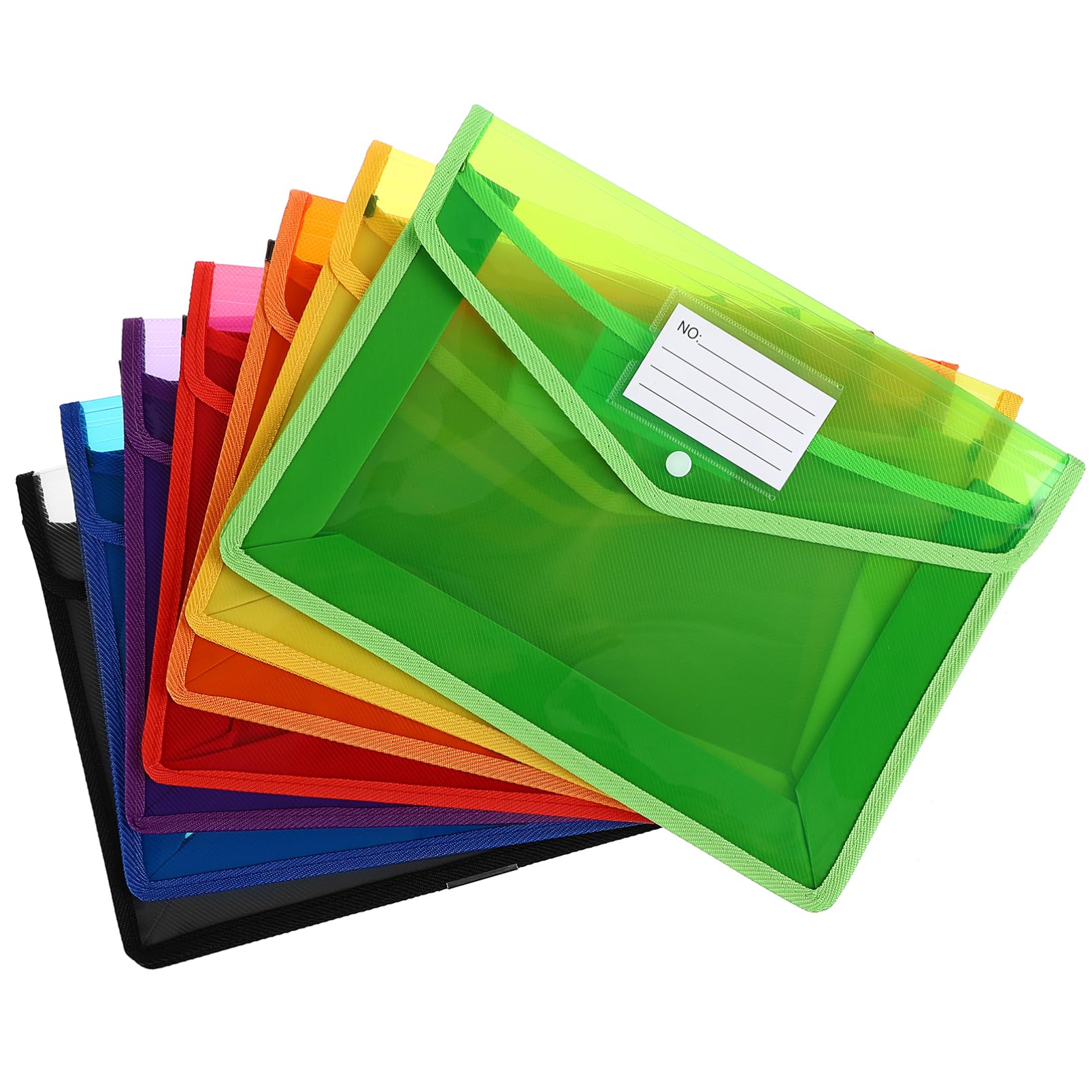 Toyvian 7pezzi Buste in Plastica Trasparenti con Chiusura Bottone Formato per Documenti Organizer per Ufficio Scuola e Uso Domestico