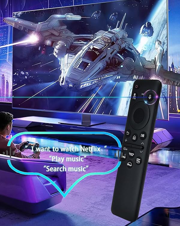 AZMKIMI ๐๐๐๐-๐๐๐๐๐๐ ๐๐๐๐๐๐๐ Voice Remote Control Compatible with Samsung TV Remote, Compatible with Samsung BN59-01432A Neo QLED OLED 8K HDR Smart TV (No Solar, No Cable Charging) by AZMKIMI - Used condition - Image 2