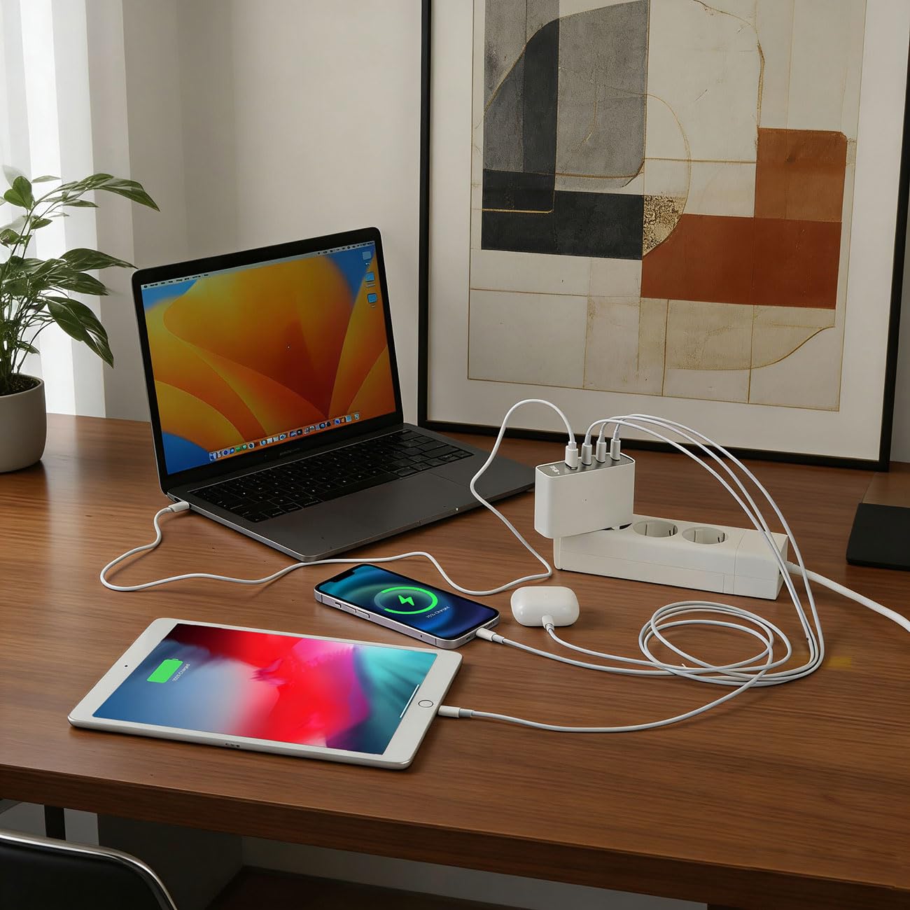 ideoon 2er-Set 100W GaN III USB-Ladegerät mit 4 Ports, 3X USB-C & 1x USB-A, Schnellladegerät mit LED-Display, PD, feuerfestes Gehäuse, für Laptop und Handy