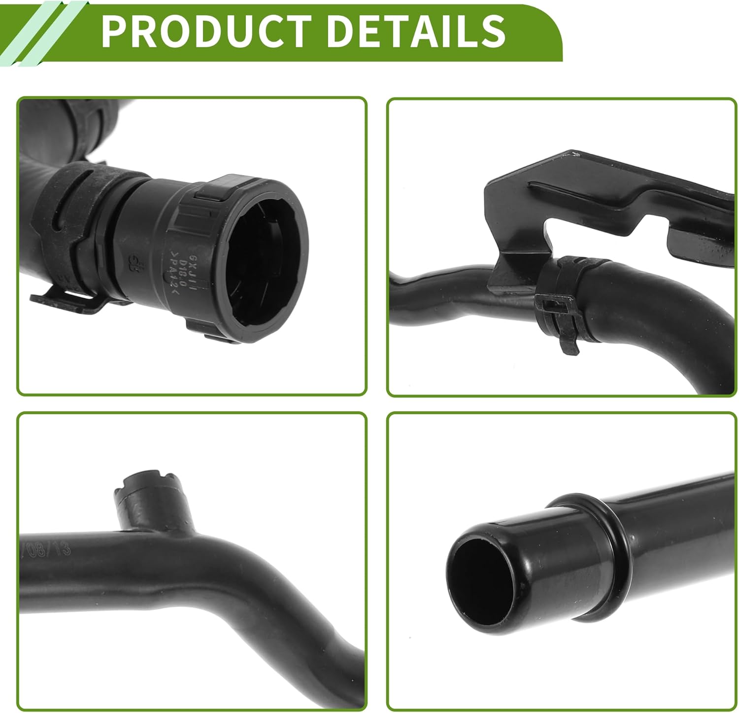 No.LR031393 Heater Hose for Land Rover LR4 2010-2016 Good Sealing Black Engine Radiator Hose Metal, Rubber 1 Pc
