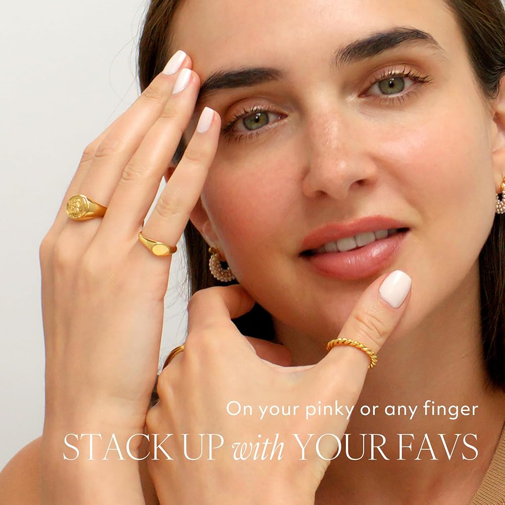 Amazon.com: BENIQUE Gold Silver Chunky Signet Stackable