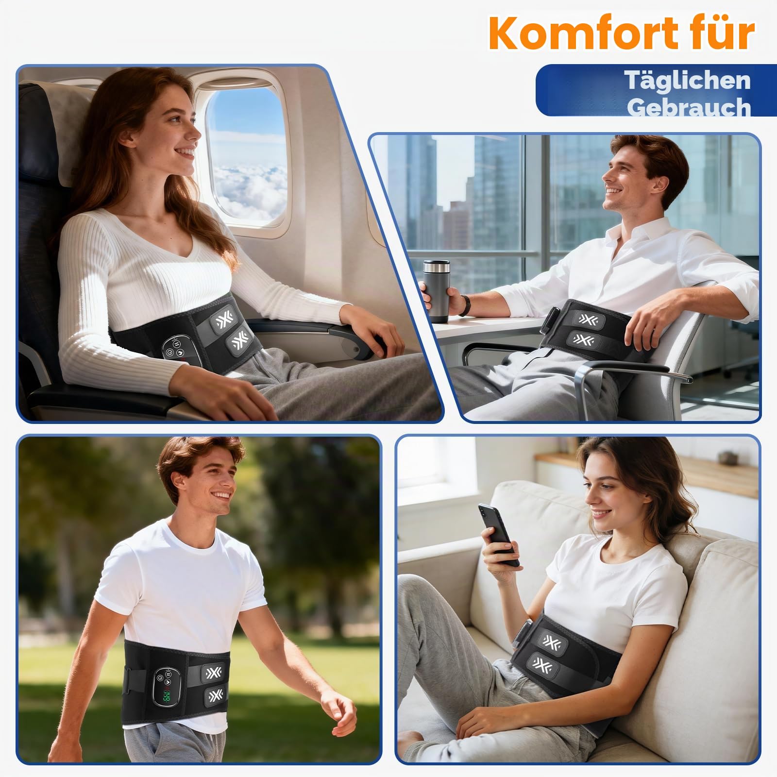 Wärmegürtel Rücken Heizkissen mit Abschaltautomatik mit 5000mAh | Rückenwärmer Massagegerät Kabellos mit 3 Vibrations, 5 Heats 3 Timer, Rückenstützgürtel Massage, Geschenke für Vater Mutter