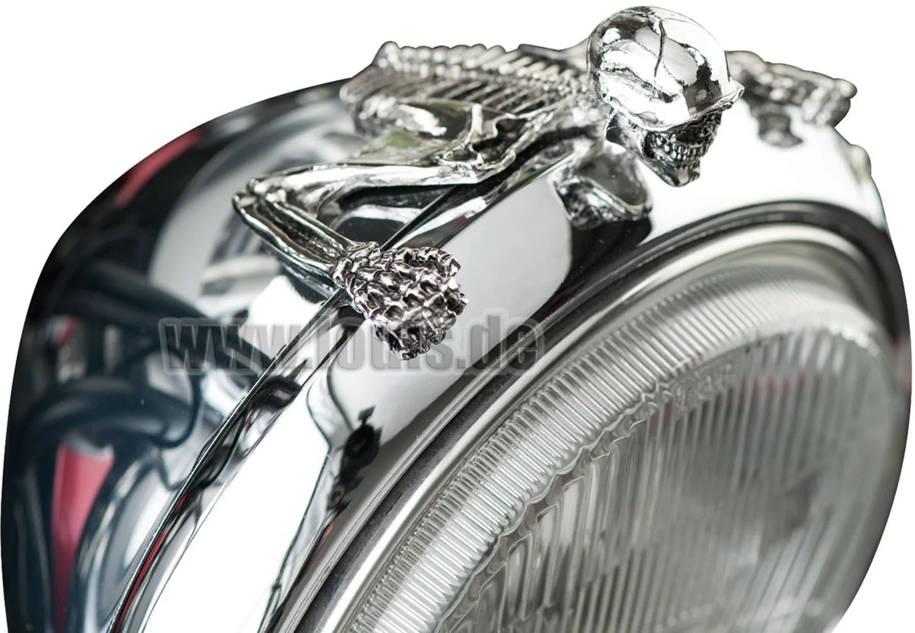 Shop Bikers Emblème Ornement Frise Figure Décorative Squelette Crâne pour Phare Moto Chromé, 10 x 7 x 3 cm, 94 g