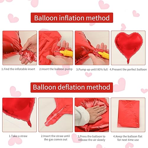Miniatura 7 de Biapian Globos de papel de aluminio con forma de corazón, 10 globos rojos en forma de corazón, globos de San Valentín de 18 pulgadas, globos de