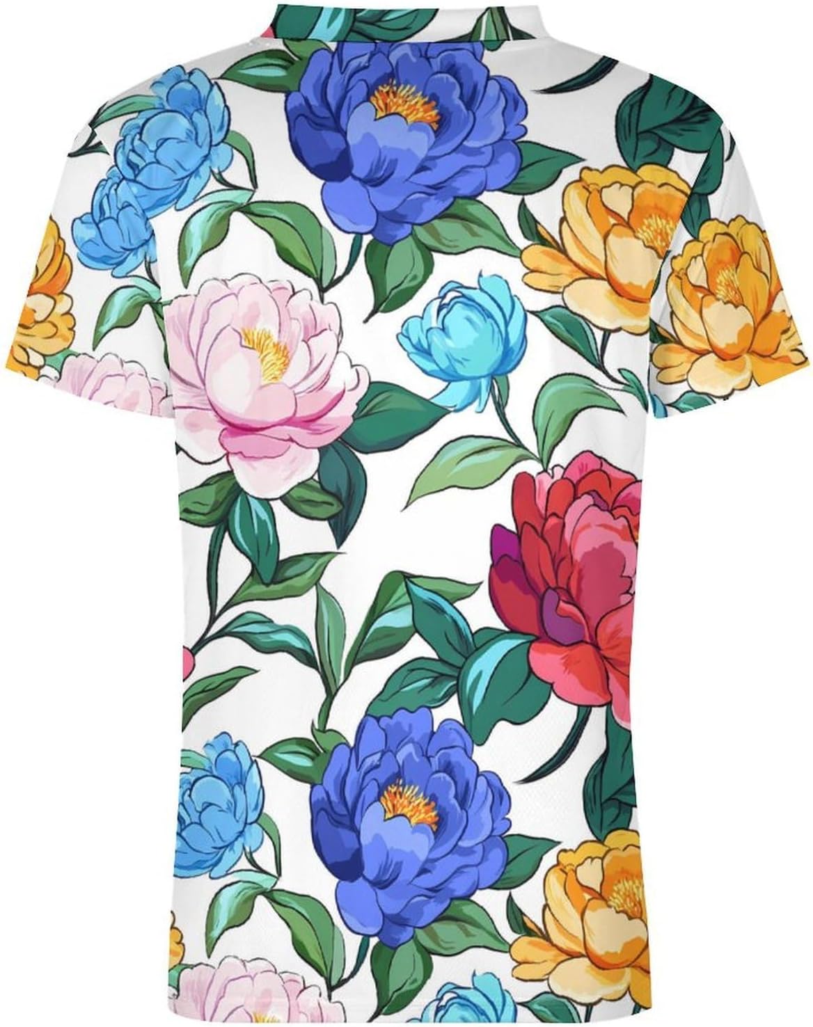 Peony-Flower Mens V Neck Soccer Jersey Quick Dry Breathable Short Sleeve T Shirt Sports Football Tops 6X-Large