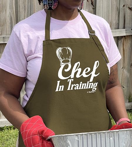 Miniatura 10 de ThisWear Delantal divertido de chef en entrenamiento para cocina, delantal de dos bolsillos