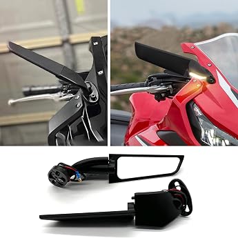 Motorcycle Rotatable Side Mirror with Integrated Turn Signal for Honda Suzuki BMW Yamaha Kawasaki Triumphal Aprilia CBR1000RR CBR600RR Hayabusa R1 R6 ZX-6R GSXR600 GSXR750 Rearview Mirror