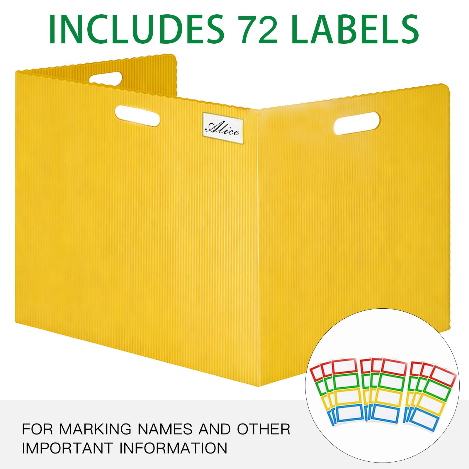 Lot de 24 séparateurs de bureau avec 72 étiquettes nominatives, portables, 4 couleurs, brise-vue, école, polyvalent, cloison de séparation de table en forme de U, pour l'école, le bureau