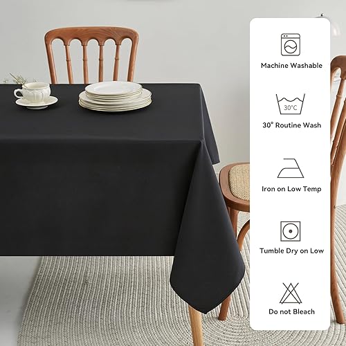 Miniatura 3 de Romanstile Paquete de 2 manteles negros de 60 x 102 pulgadas, manteles rectangulares para mesas de 6 pies, resistentes a las manchas y a las