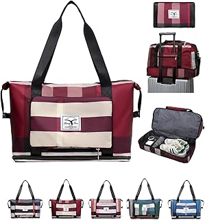 Weekender Bag with Shoe Compartment-large Capacity Folding Travel Bag,Collapsible Dry/wet Separation Carry on Bag,gym Bags for Women/Men, Waterproof Duffel Bag for Traveling,Hospital (Red)