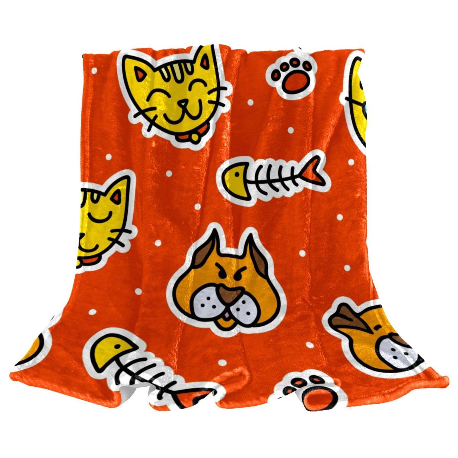 Manta de forro polar para gato, perro, naranja, para sofá, ligera, afelpada
