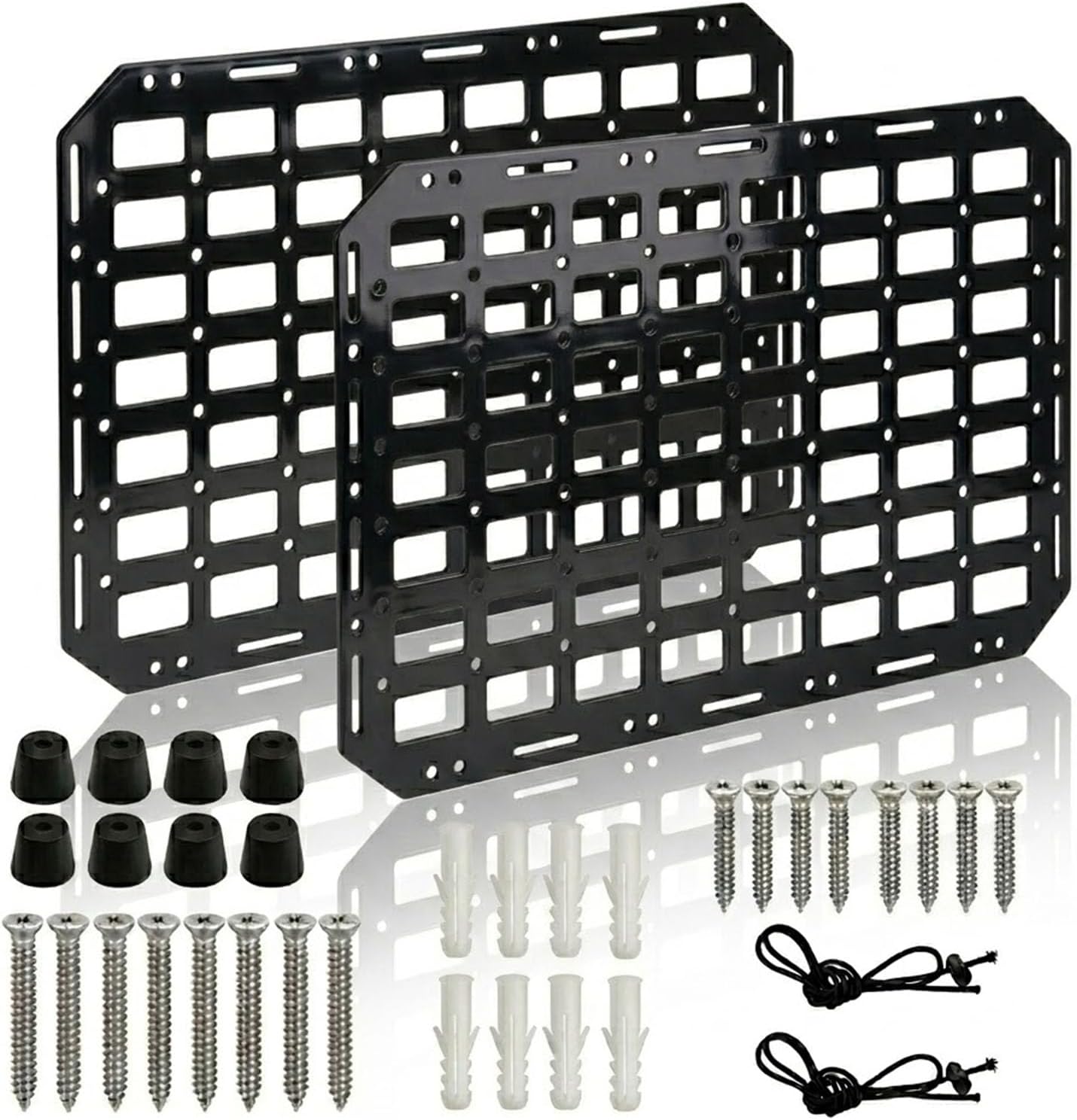 Rigid MOLLE Panel Pegboard Wall Panels, ABS Plastic, 15.7"x11" | Modular Wall Mount Tools Organizer, MOLLE Wall Storage Rack, Fit for Garage, Truck, Trailer, Off-Road & RV (2 Pack)