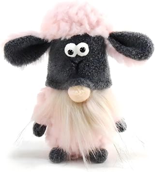 Sheep Gnome Plush, 6.3 Inch Stuffed Gnome, Pink Home Decor Ornament, Cartoon-Style Gift for Sheep Lovers