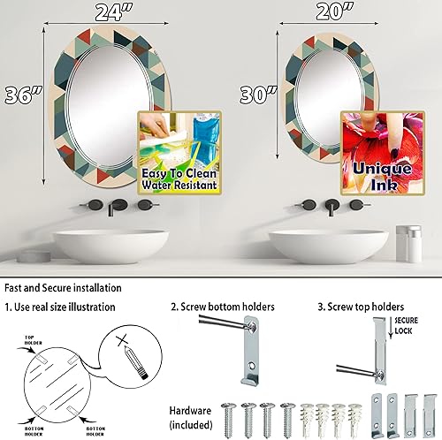 Miniatura 4 de DesignQ Mid-Century Retro Dimensions VII- Vanity Mirror, Bathroom Mirrors, Wall Mirrors for Living Room, Bedroom - Oval Mirror - Large 20'x30',