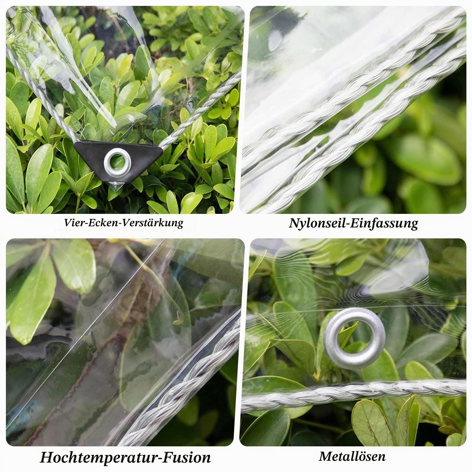 Außen Durchsichtige Planenvorhänge Mit Reissverschluss Tür, 2/3/4/5m, Kunststoff Wasserdichte Plane Mit Ösen, Transparente Plane Seitenteile Für Pavillon Veranda Pergola Carport,2Zipper-1.5x2.3m