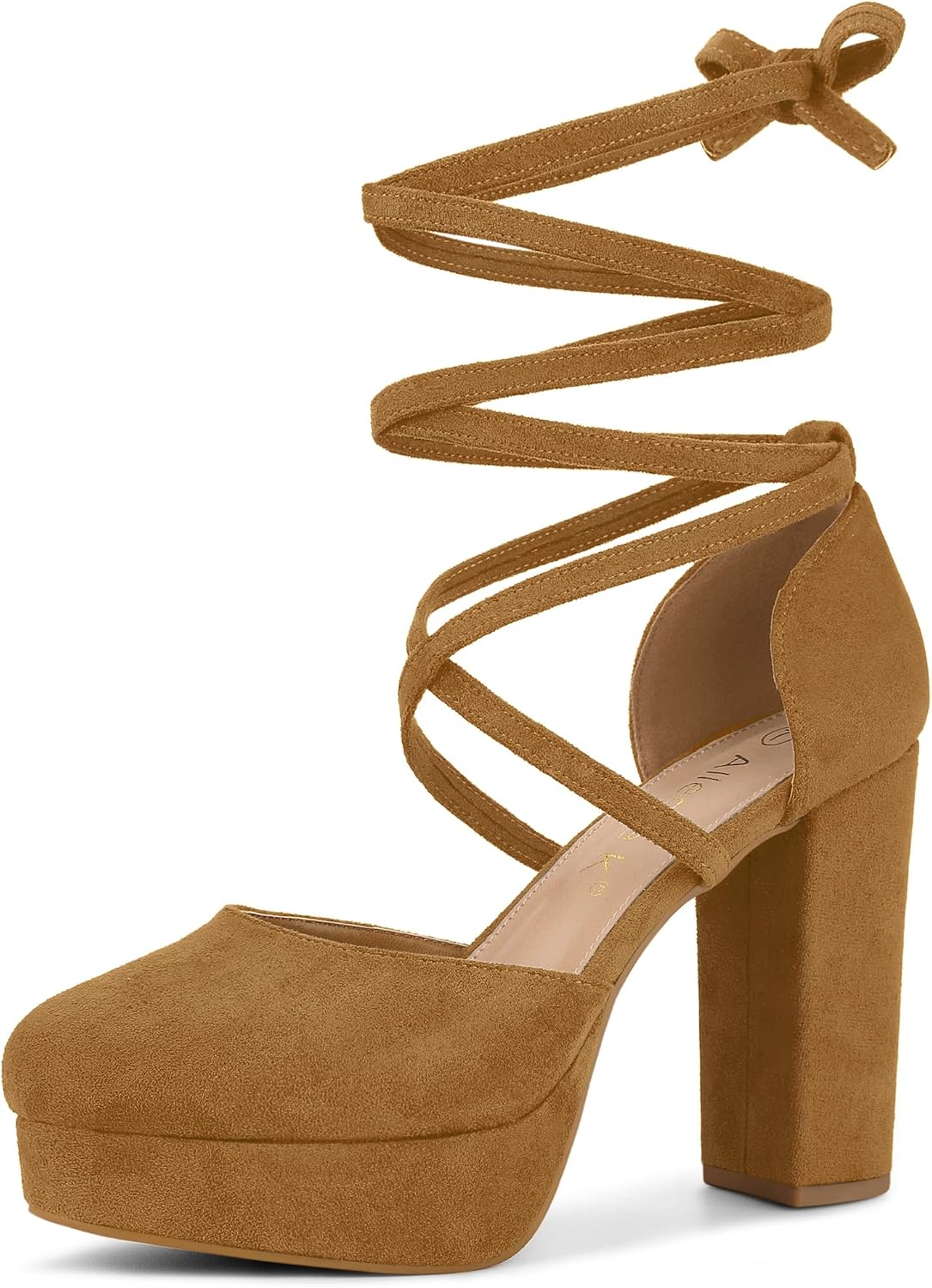 Allegra K Women's Platform Block Heel Lace Up Pumps Sandals