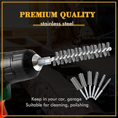 Miniatura 20 de Juego de 12 cepillos de taladro para taladro, juego de cepillos de alambre de limpieza de alambre de acero inoxidable para taladro eléctrico