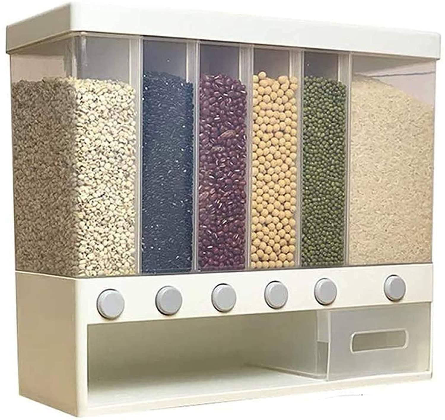 Dry Food Dispenser Wall Mounted Cereal Dispenser Rice Storage Box Large Cereal Containers Space Saving Grain Storage Containers for Cereal, Rice, Nuts, Candy, Coffee Bean, Snack, Grain