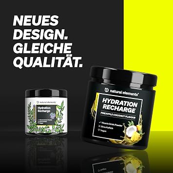 Hydration Recharge Pineapple Coconut - Powder with Electrolytes & Vitamins for Endurance - No Sugar* Sweetened with Stevia - Drink Powder for Mixing - Vegan High Dose Laboratory Tested