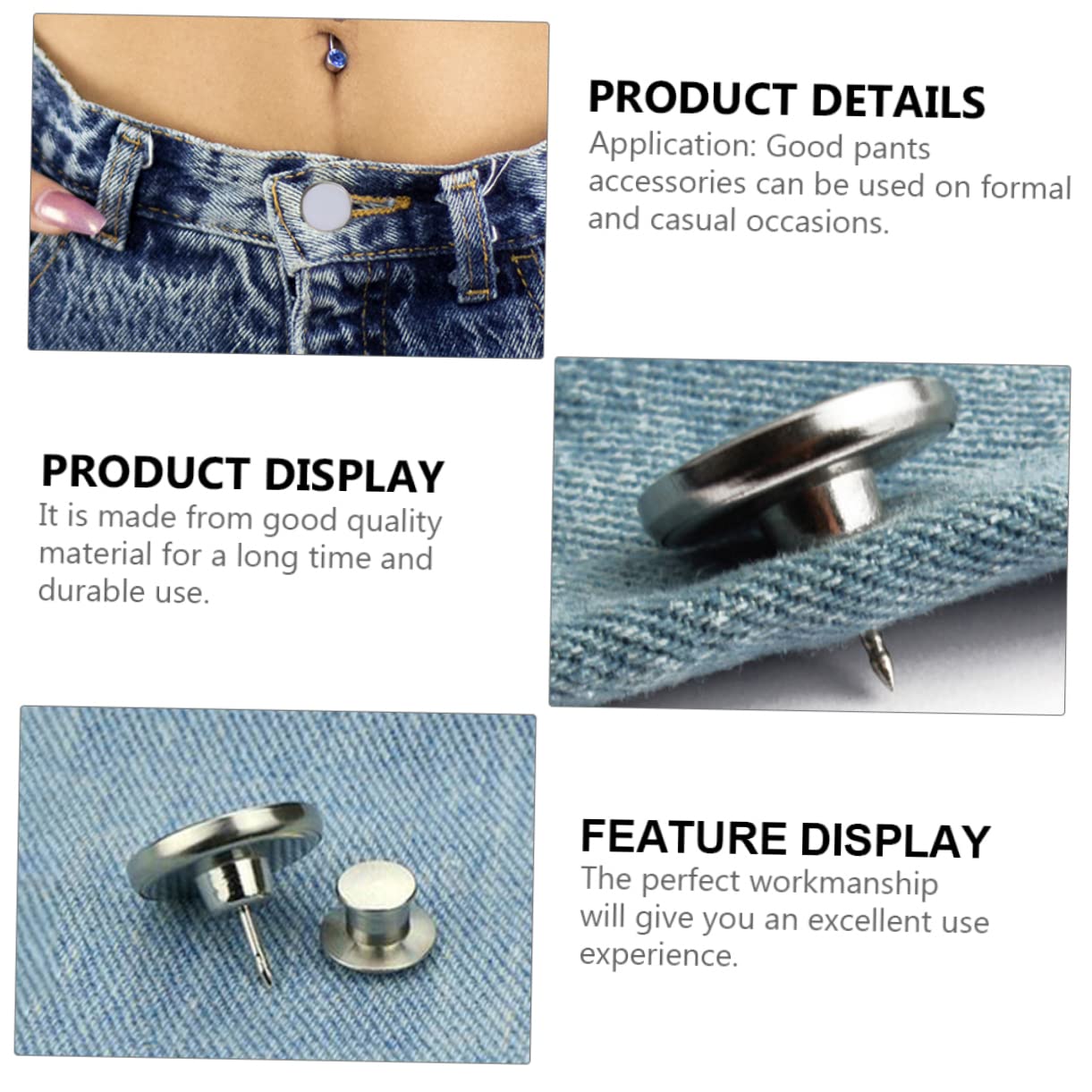 STOBOK 90piezas Botones De Jeans Ajustables Sin Accesorios Para Cintura De Pantalones Solución Para Ajustar Tallas Ropa Casual y Formal