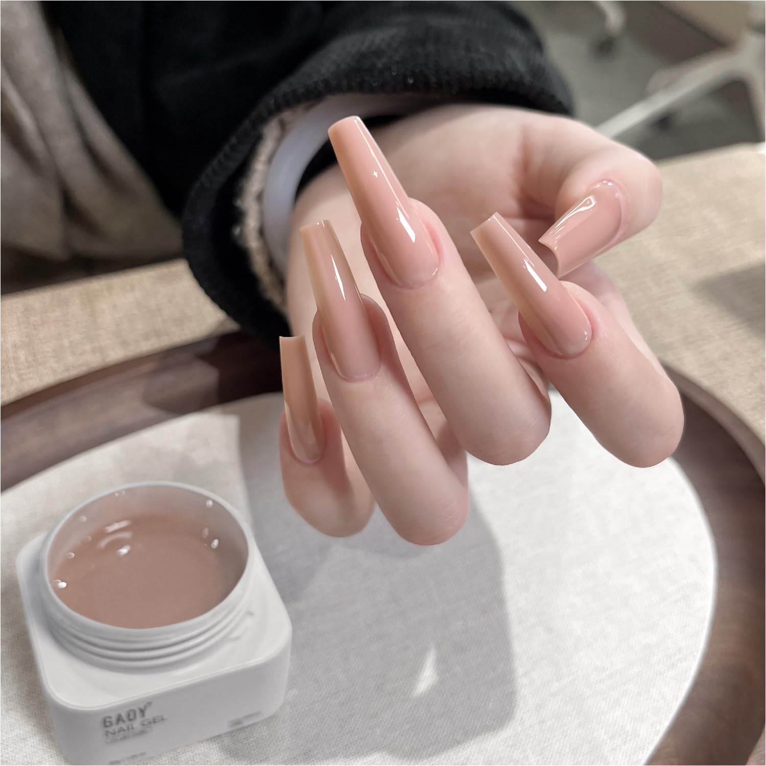 GAOY Watery Crystal Poly Gel for Nail Extensions, 30g Nail Builder Gel, Thin Viscosity, Easy Application & High Hardness, Nude Skin Tone 02