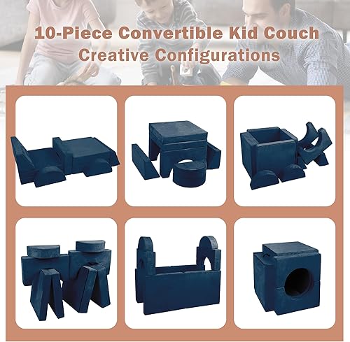 Miniatura 4 de Betterhood Sofá modular para niños, 10 piezas, sofá modular para niños, muebles imaginativos para niños creativos, muebles de dormitorio de niños